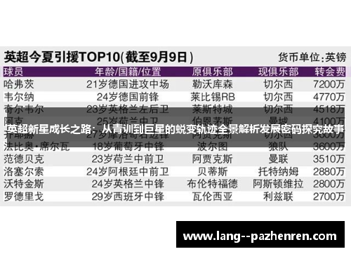 英超新星成长之路：从青训到巨星的蜕变轨迹全景解析发展密码探究故事
